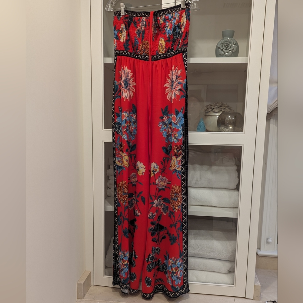 South Moon Under red floral jumpsuit